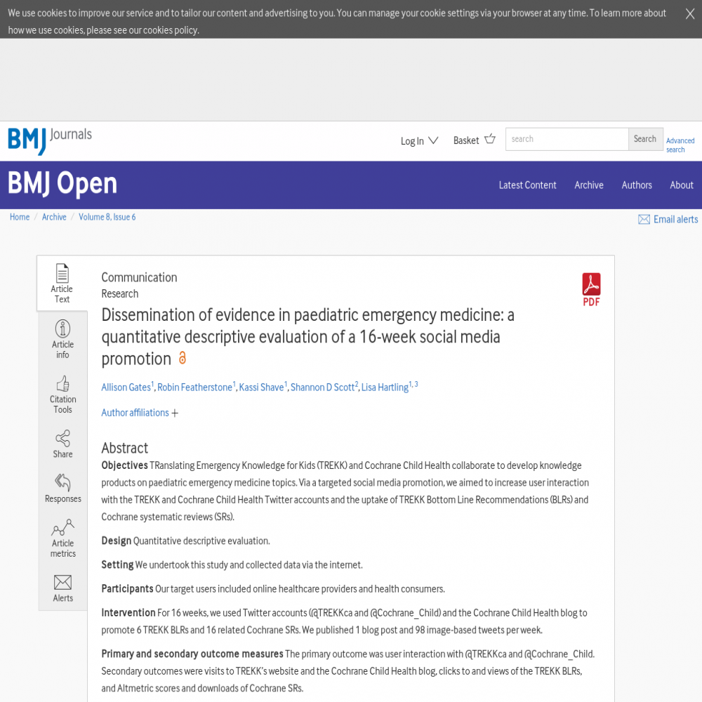 A healthcare social media research article published in BMJ Open, June 6, 2018