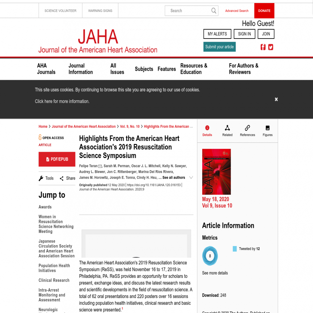 A healthcare social media research article published in Journal of the American Heart Association Cardiovascular and Cerebrovascular Disease, May 18, 2020