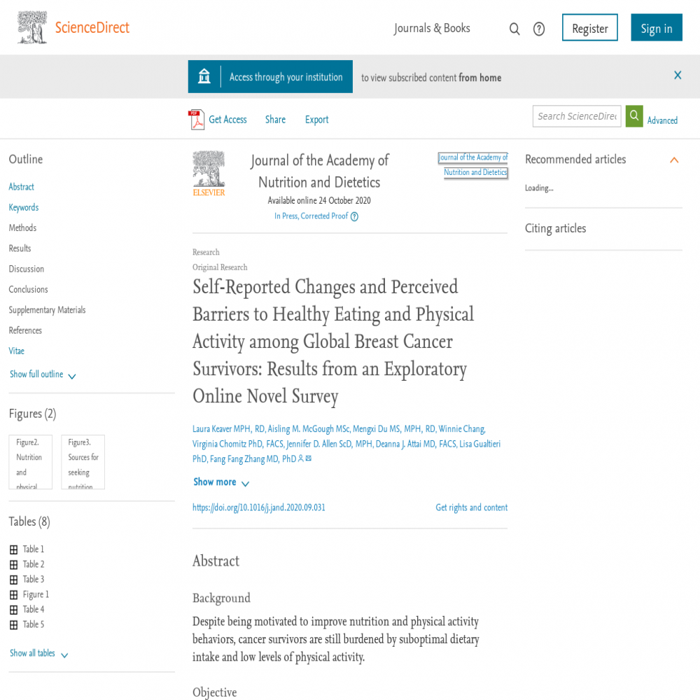 A healthcare social media research article published in Journal of the Academy of Nutrition and Dietetics, February 1, 2021