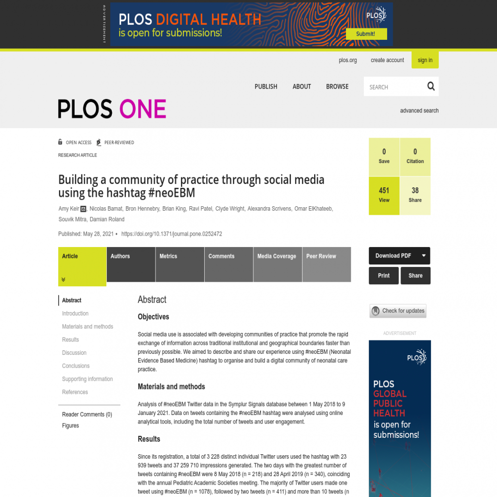 A healthcare social media research article published in PLoS ONE, May 28, 2021