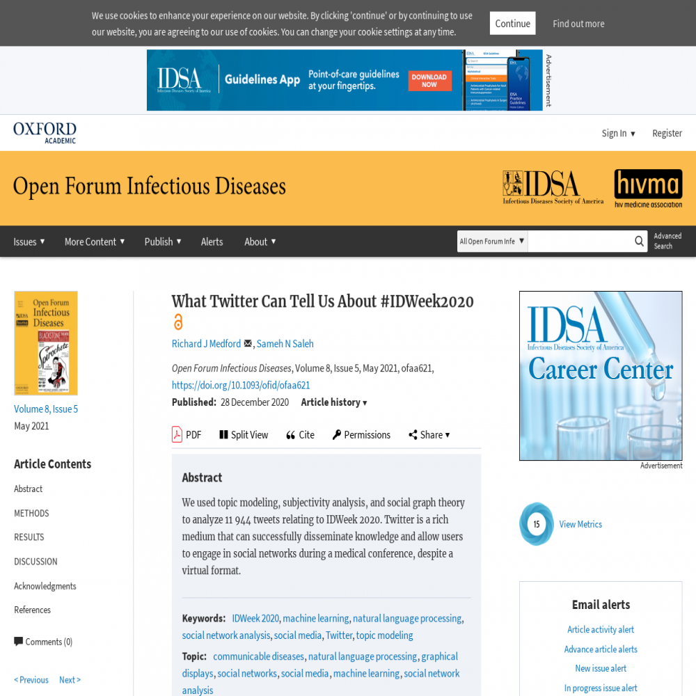 A healthcare social media research article published in Open Forum Infectious Diseases, December 28, 2020