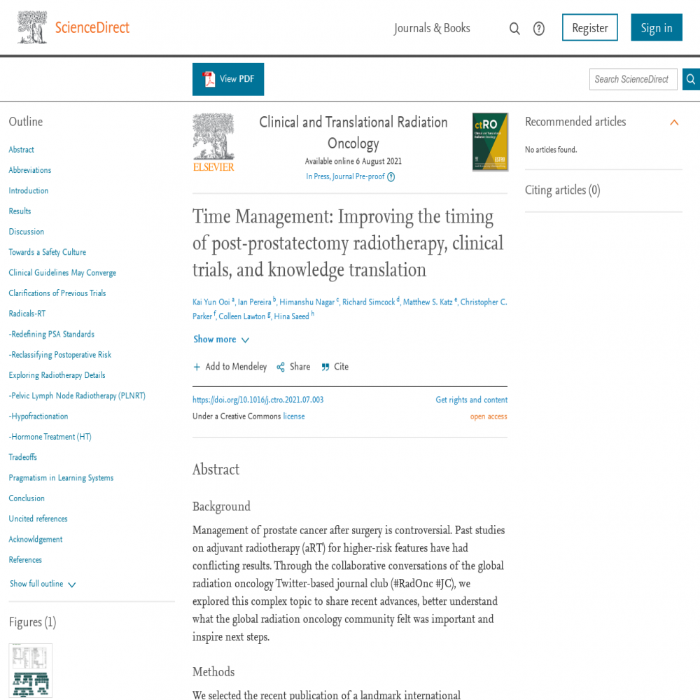 A healthcare social media research article published in Clinical and Translational Radiation Oncology, November 1, 2021