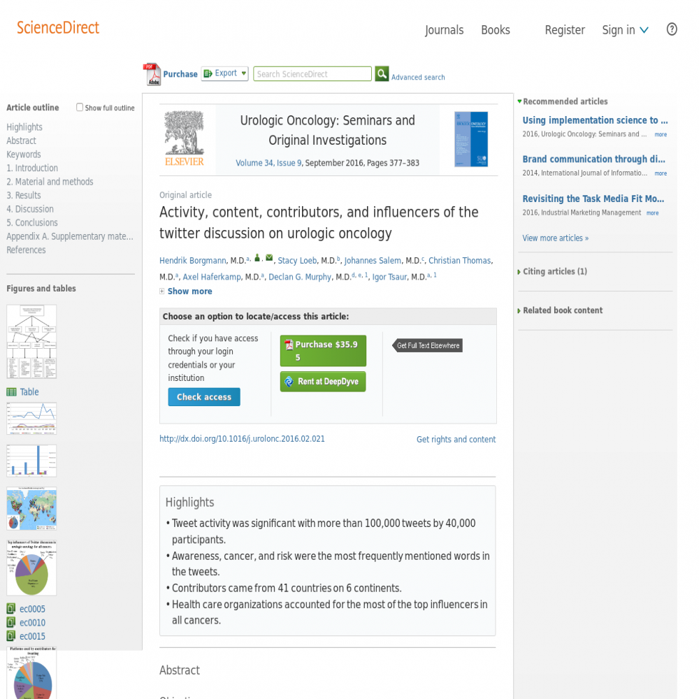 A healthcare social media research article published in Urologic Oncology, September 1, 2016