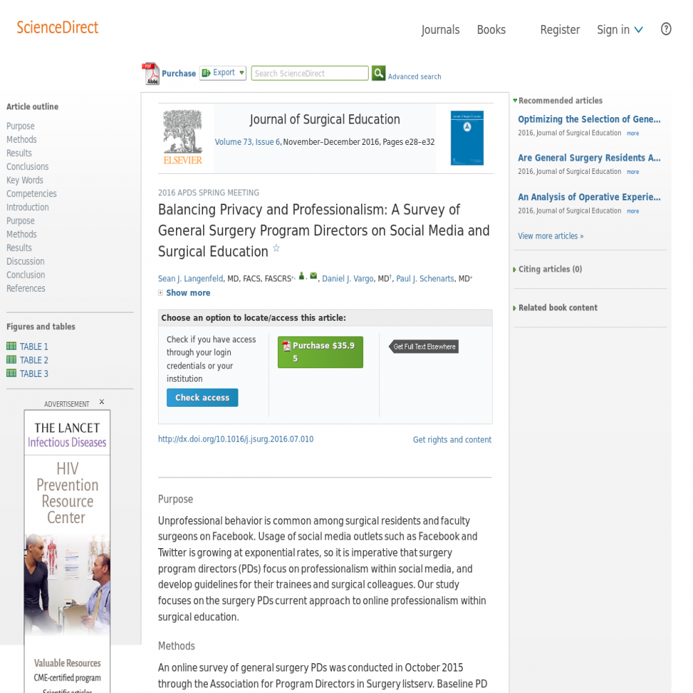 A healthcare social media research article published in Journal of Surgical Education, November 1, 2016