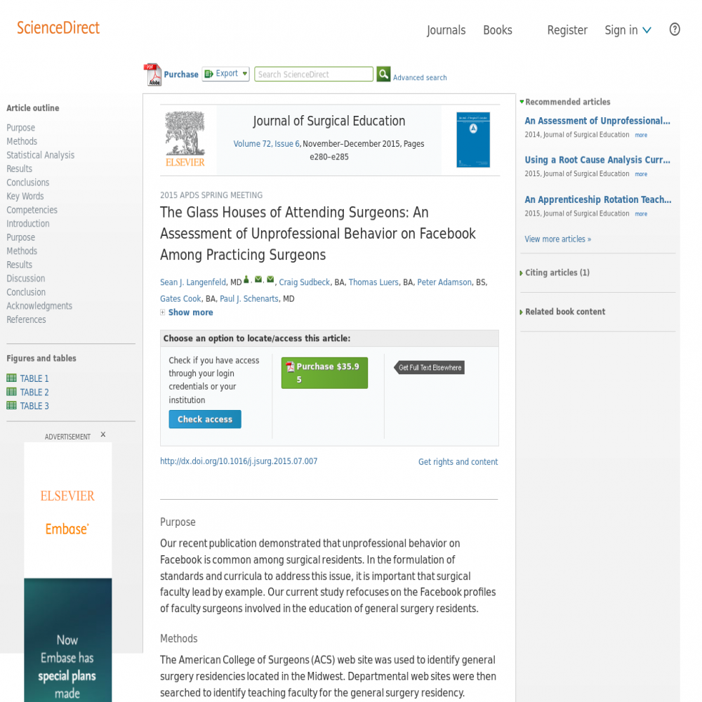 A healthcare social media research article published in Journal of Surgical Education, November 1, 2015