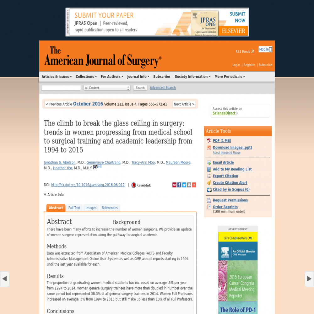 A healthcare social media research article published in American Journal of Surgery, October 1, 2016