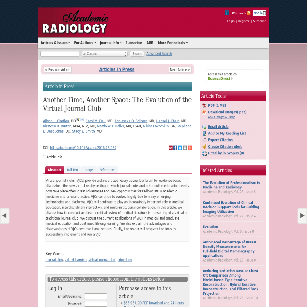 A healthcare social media research article published in Academic Radiology, March 1, 2017
