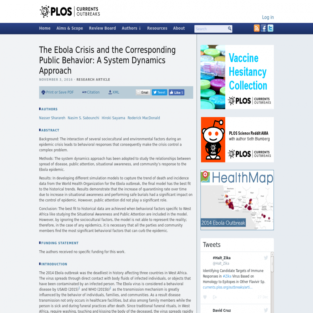 A healthcare social media research article published in PLoS Currents, November 3, 2016