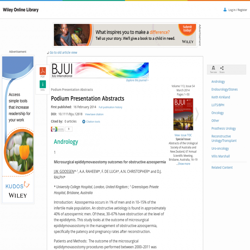 A healthcare social media research article published in British Journal of Urology, February 16, 2014