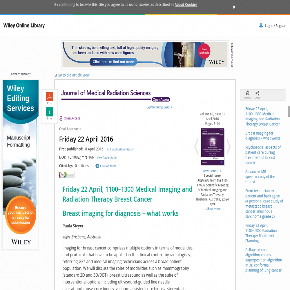 A healthcare social media research article published in Journal of Medical Radiation Sciences, April 8, 2016