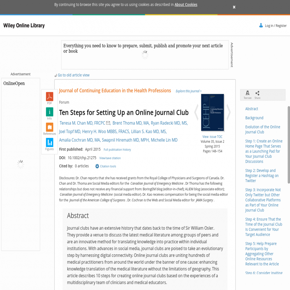 A healthcare social media research article published in The Journal of Continuing Education for Health Professionals, January 1, 2015