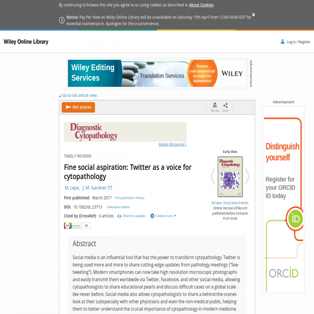 A healthcare social media research article published in Diagnostic Cytopathology, April 2, 2017