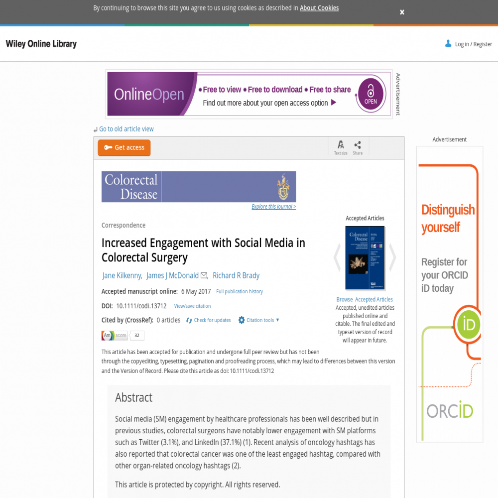 A healthcare social media research article published in Colorectal Disease, June 2, 2017