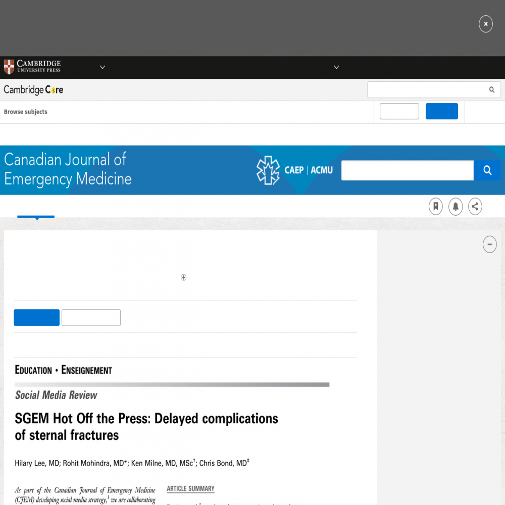 A healthcare social media research article published in CJEM: Canadian Journal of Emergency Medicine, August 24, 2017