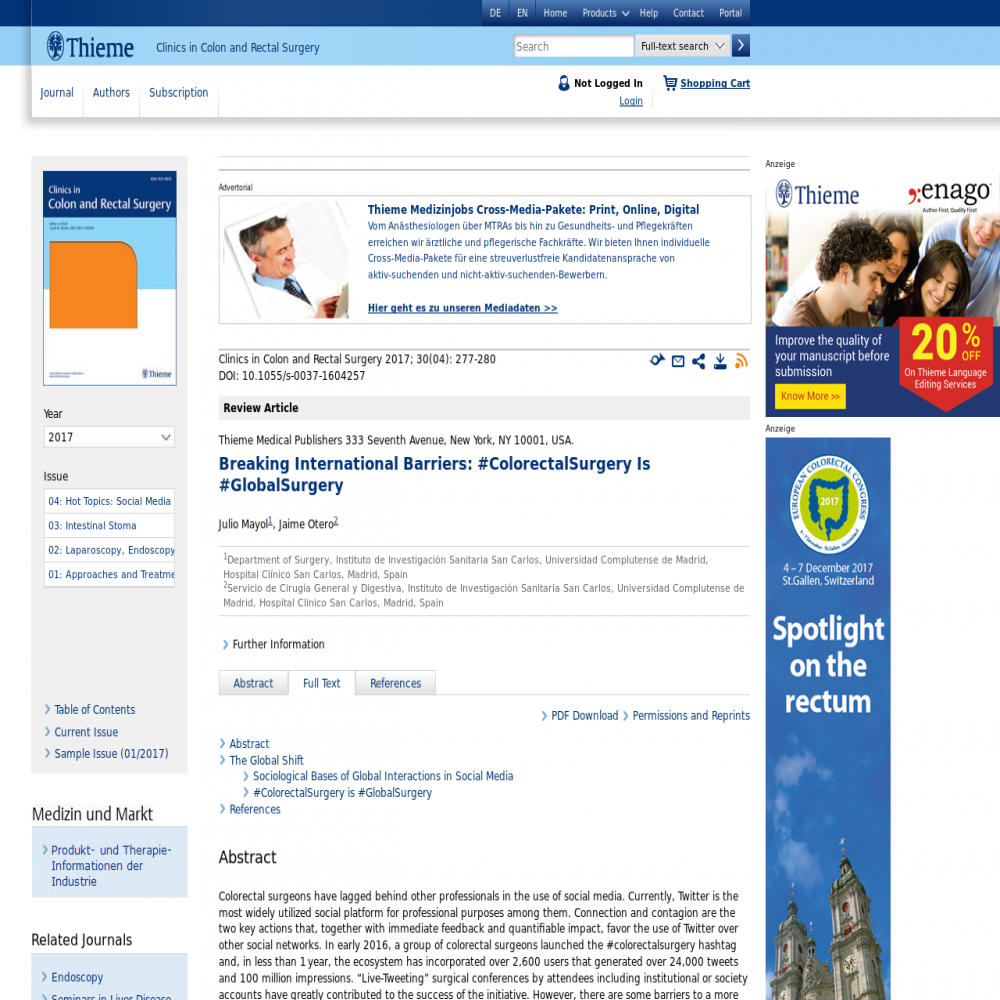 A healthcare social media research article published in Clinics in Colon and Rectal Surgery, September 12, 2017
