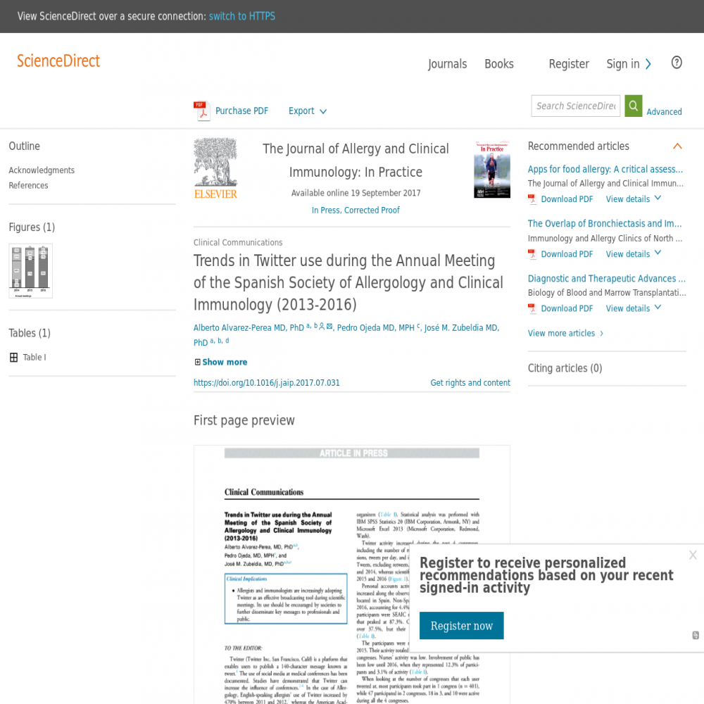 A healthcare social media research article published in The Journal of Allergy and Clinical Immunology: In Practice, January 1, 2018