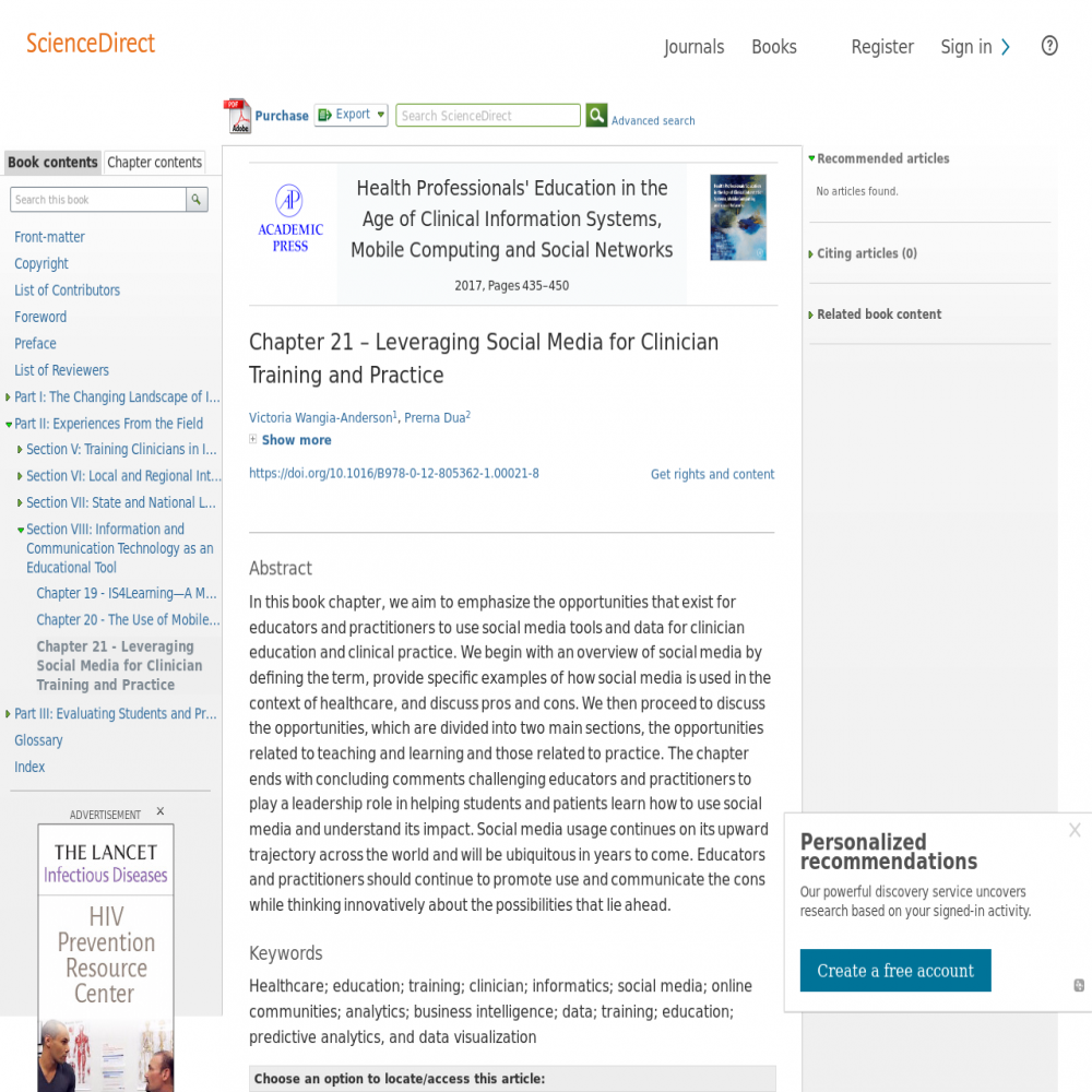A healthcare social media research article published in Health Professionals' Education in the Age of Clinical Information Systems, January 1, 2017